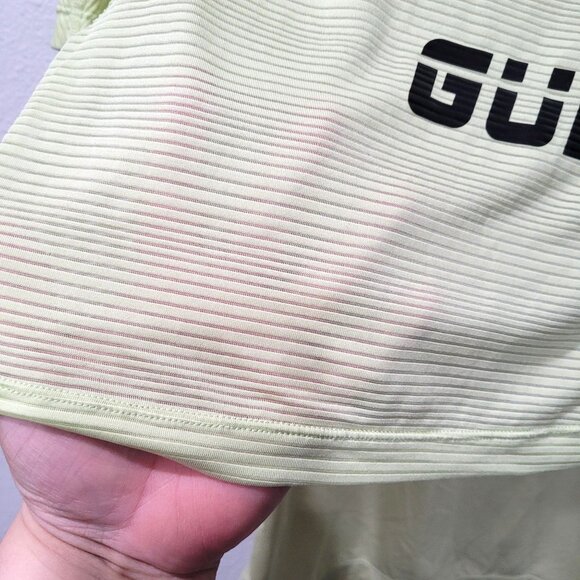 Guess Womens Lime Green Cropped Sheer Layered Cut Out Back Athletic Top Size S - Picture 2 of 9